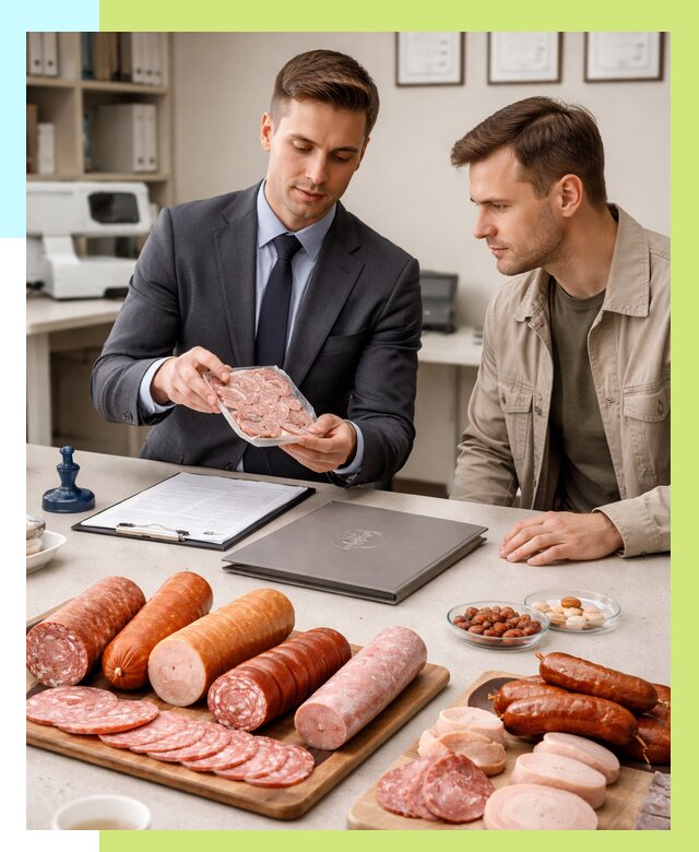 Сертификация колбасных изделий в Нефтекамске от 7701 р. | Алешин-Нтк